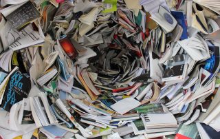 A large pile of books